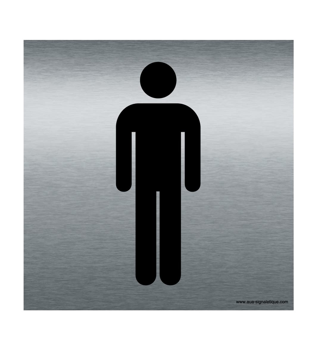 AUA SIGNALETIQUE - Plaque Alu Brossé Toilettes Hommes - 130x130 mm