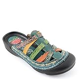 Corkys Womens Elite Rock Hand Painted Slide-On Bump Toe Leather Clog Sandal Shoe (8, Blue Multi)