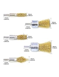 Swpeet   Juego de 9 brochas de alambre con revestimiento de latón para rueda y taza con vástago de 1 4", 9 tamaños de brochas de alambre con revestimiento perfecto para la eliminación de óxido orrosión pintura   Reducción de rotura de alambre y vida 