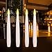 Akari 4 Set Smooth 6 inch high White Flickering LED Flameless Candles Indoor Outdoor Battery Festive Occasions Centerpieces Table Settings Weddings Birthday Parties