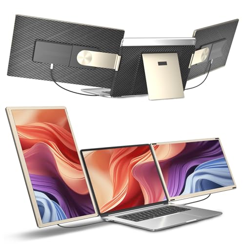 siaviala Laptop Screen Extension, Triple Monitor Portable 15.6" FHD 1080p, Compatible with Windows, Mac, Chrome, for 13" to 17.3" Laptop