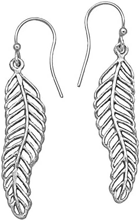 Undulating Feather Earrings (Small, Platinum Silver Plated) Eco Chic Designs by Mercedes Shaffer