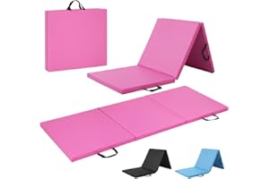 WF Athletic Supply Tri Fold Folding Exercise Mat with Carrying Handles, 1.5" or 2" Foldable Gym Mat, Folding Foam Workout Mat for Gymnastics, Yoga, MMA, Core Workouts, Stretching, Multiple Colors
