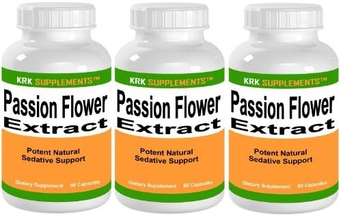 3 Bottles Passion Flower Extract 900mg Per Serving 270 Total Capsules KRK Supplements