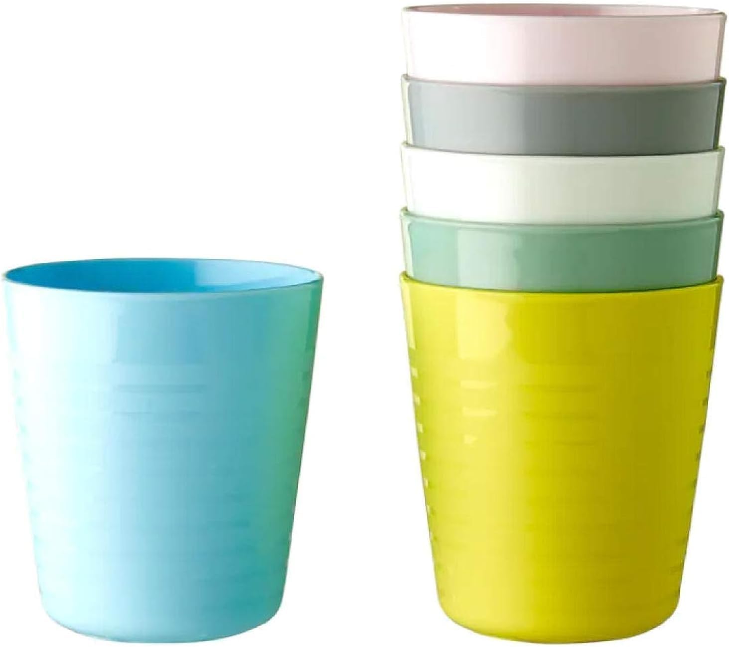 Merlin Market Kalas 004.613.79 Childs Plastic Mug Pastel Multicoloured, Dishwasher & Microwave Safe, Stackable Bright, 7.5 cm Diameter x 8.5 cm Height - 6 Pack