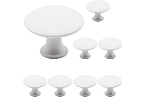 SWZHAI 8 Pcs White Cabinet Knobs, Round Dresser Knob Kitchen Drawer Knobs, Single Hole Cupboard Door Knob Dresser Drawer Pulls Handles