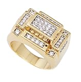 Men's Goldtone 3d Rectangle Cz Ring Sizes 7-16 (IF-P6F0-CLBB)