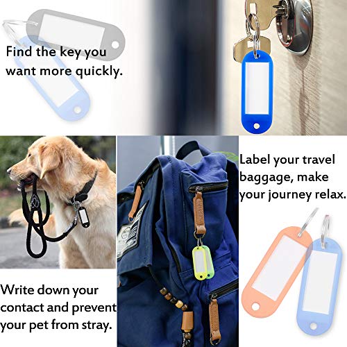 50 Pack Key Tags, Plastic ID Labels Tags with Split Ring Label Window