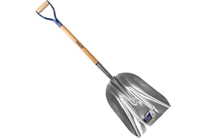 Aluminum Grain Scoop #10 – 13.6" x 17" Head | Steel D-Grip & Wood Handle | Heavy-Duty Shovel for Grain, Snow, Mulch & Bulk Ma