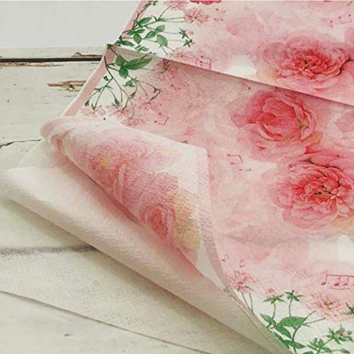 Frontia Paper Napkins Rose Flowar Floral Design Cocktail Beverage Lunch Dinner Party 3-Ply 2 Pack of 10 Count 13"x13" Japan Import