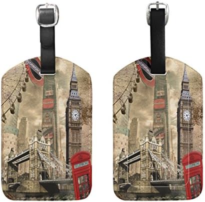Set of 2 , Retro London Bridge Luggage Tag for Bag Suitcases Baggage