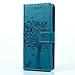 Galaxy S8 Plus Case, YOKIRIN Flip Wallet PU Leather [Kickstand] [Emboss Tree] Magnetic Closure Protective Cover Skin Handbag with Card Slots Detachable Wrist Strap for Samsung Galaxy S8 Plus, Blue