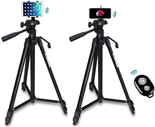 4in1 53 inch Camera Tripod+Phone Bracket+Tablet Mount Holder+Bluetooth Remote Shutter for iPad pro 9.7,iPad air 2 1,iPad 4 3 2,iPad mini 4 3 2 1/iPhone 7,7 plus,6s,6s plus,6,6 plus-black