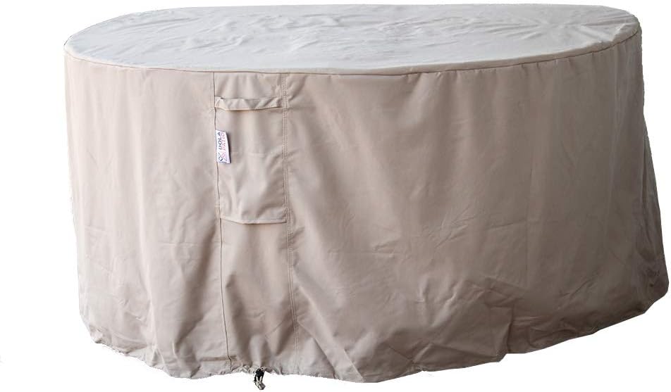 Amazon Com Dola Outdoor Round Dining Patio Furniture Cover In Beige All Weather Patio Furniture Round Cover Rain Proof 3 Layers Thick Fits Up To 90 X 31 5 Inches Furniture Decor