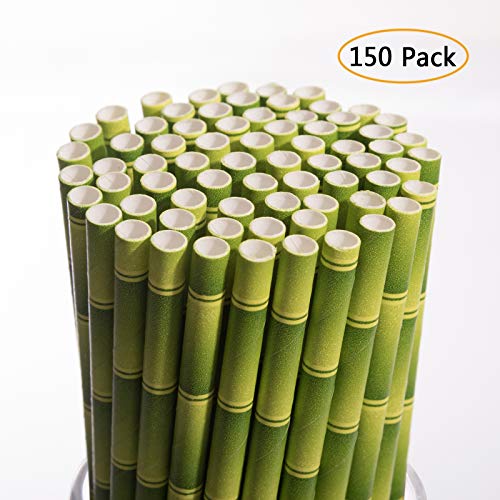 Biodegradable Paper Straws Drinking Disposable Eco-Friendly Straws Bulk for Birthday,Cake Pops Sticks,Baby Showers,Parties Supplies,Wedding Decorations 150 Pack