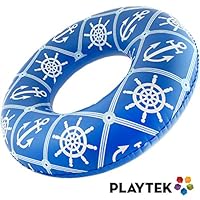 Playtek Pool Float, Large Round Nauitca Blue Sea Swim Tube, Durable Floats Tubes for Swimming on Beach, Pool, Water Sports for Adults and Kids