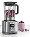 Wolf Gourmet High-Performance Blender, 64 oz Jar, 4 Program Settings, 12.5 AMPS, Blends Food, Shakes and Smoothies, Silver Knob with Black Knob Accessory, Stainless Steel (WGBL120SR)