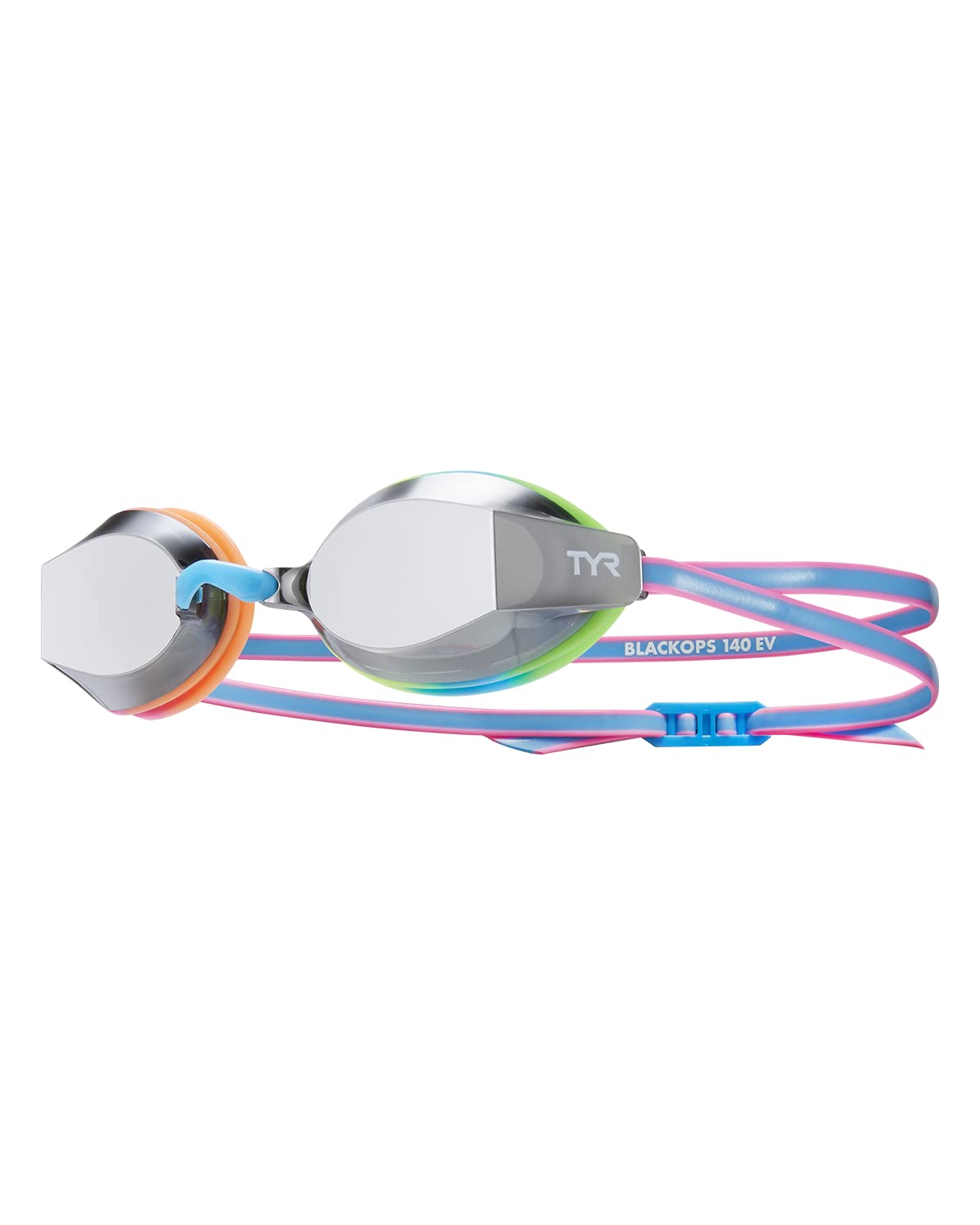 Photo 1 of TYR Blackops 140 EV Racing Mirrored Goggles Junior Fit, Silver/Blue/Pink