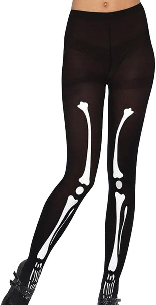 Women's Halloween costume Printed Skeleton Stocking Gloves Pantyhose (Skeleton body-Stocking Pantyhose)