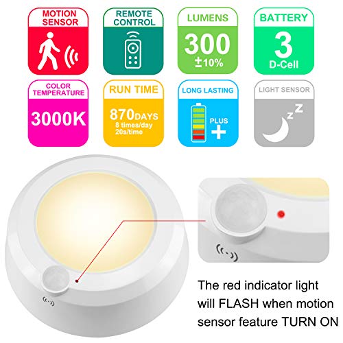 LUXSWAY Wireless Motion Sensor Ceiling Light, Battery Operated Light with Remote RF Signal Detector, Cool /Warm White Shower Light ,Bright Light Timer for Gargage Stair Closet Hallway 5.67 Inch - Thumbnail 6