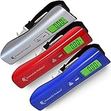 Digital Luggage Scale For Weighing Checked Baggage for Air Travel - Large LED Display - Fast Audible Weight Lock, Very Accurate - Includes Battery, Storage Pouch, Bonus eBook (Sunset Red)