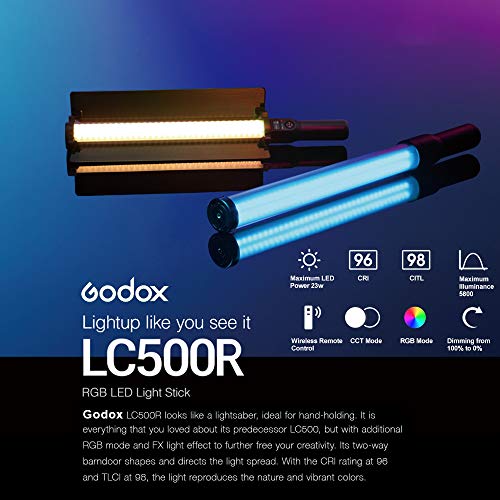 Godox LC500R RGB LED Light Stick, 2500K8500K Adjustable, 360° Full