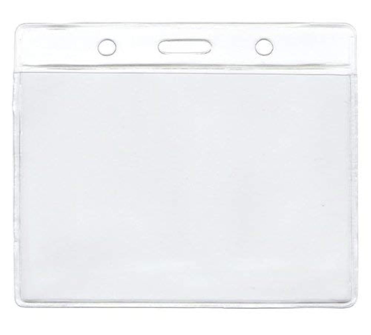 CKB Ltd 50x Conference Extra Large Horizontal Clear ID Badge Card Plastic Pocket Holder Pouchs 118mm x 110mm / Holds a Card 115mm x 95mm