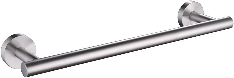 Bath Towel Bar 11.38 in, Aomasi SUS304 Stainless Steel Single Round Washrag Hanky Hanger, Bathroom Kitchen Toilet Cabinet Hand Towel Rack Rod Wall Mount, Brushed Nickel