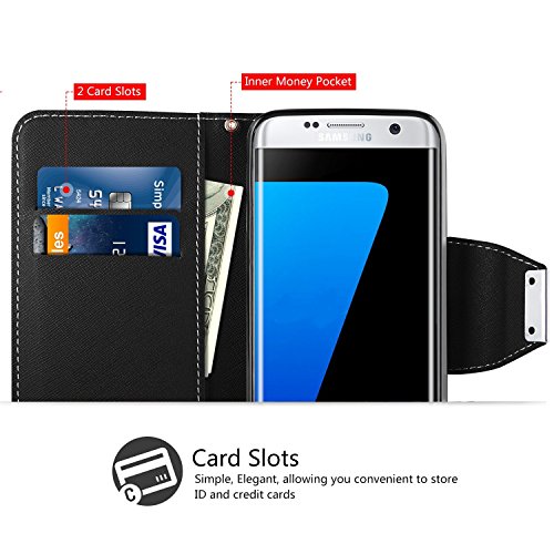 image for Galaxy S7 Edge Case - Vakoo [Book Style] Premium-PU Leather Wallet Fol