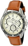 Casio Men's 'Edifice' Quartz Stainless Steel and Leather Watch, Color:Brown (Model: EFR-552L-7AVCF)