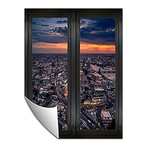 Wall Paper Small Wall Mural City at Night Wall Art Removable Wall Decoration for Bedroom Living Room - 24x32 inches
