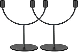 smtyle Candelabra Iron Metal Candle Holder Black Candlestick Holders for Taper Candles Set of 2 with Iron-0.9" Diameter Ideal for Fireplace Decoration