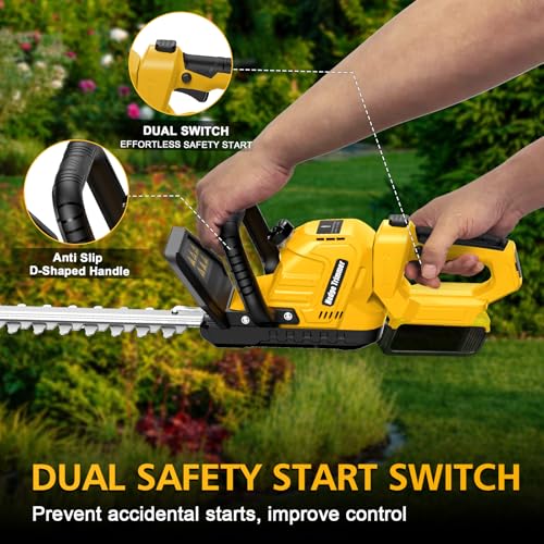 Hedge Trimmer Cordless Compatible with DEWALT 20V MAX Battery, 20-Inch Cordless Hedge Trimmer, Electric Brushless Bush Shrub Trimmer, 2/3'' Cutting Capacity, Lightweight & Rotatable Handle(No Battery)