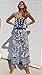 ECOWISH Womens Off Shoulder Floral Print Strapless Jumpsuit Wide Leg Rompers Blue M