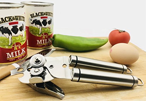 Kebley Stainless Steel Professional Can Opener Manual Food-safe Good Grips with Built-in Bottle Opener