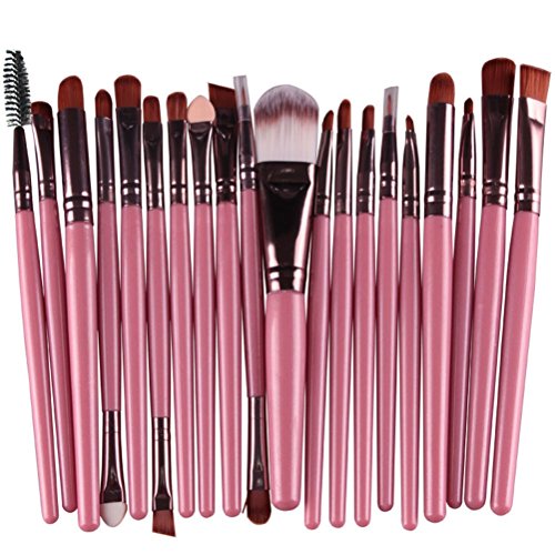 MELADY20pcs Multi-function Pink+Coffee Pro Cosmetic Powder Foundation Eyeshadow Eyeliner Lip Makeup Brushes Sets