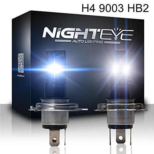 H4 9003 HB2 Car LED Fog Light Blubs, NIGHTEYE Extremely Bright 80W 1,600 Lumens 6500K Daytime White with 8 LEDs 6pcs CSP LED Chips for Turn Signal, Brake Light, DRL and Fog lights Replacement