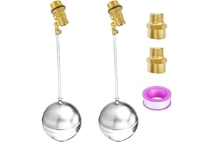 BesNPT 1"G Thread Stainless Steel Float Ball Valve with 1"G Female x 1"NPT Male Adapter Adjustable Water Tank Level Control Valve (Pack of 2)