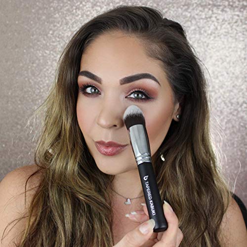 Kabuki Face Makeup Brush Set - Best 5 pc Large Face Brushes with Case for Foundation, Blush, Bronzer, Concealer, Mineral Powder Cosmetic Applicator Soft Dense Synthetic Vegan Brochas de Maquillaje