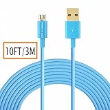 Hi-mobilerÂ®Blue Hi-Speed 10ft/3M USB2.0 A Male to Micro B Cable with Gold-Plated Connectors for Samsung LG HTC and Other Tablet Smartphone (2015 edition)