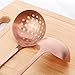 2 Pcs Soup Ladle Colander, Rose Gold Frosting Flatware Cookware Serving Long Handle Steel Slotted Spoon Cooking Utensil Set for Hotpot