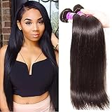 ALI JULIA Wholesale 7A Brazilian Straight Virgin Hair Weave 3 Bundles 100% Unprocessed Remy Human Hair Weft Extensions 95-100g/pc Natural Black Color (12 14 16