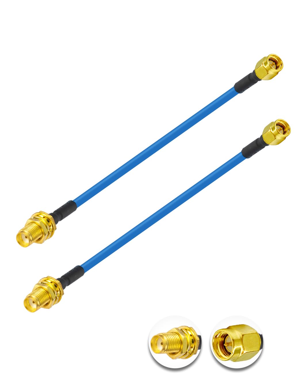 Vecys 2PCS SMA Male to Female RF Coaxial Cable 50 Ohm 6" /15CM RG402 SMA RF Coax Pigtail Cable