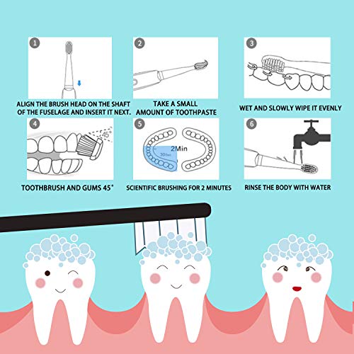 Electric Toothbrush Clean as Dentist Rechargeable Sonic Toothbrush with Smart Timer 4 Hours Charge Minimum 30 Days Use 9 Optional Modes Whitening Toothbrushes for Adults with 3 Brush Heads Black