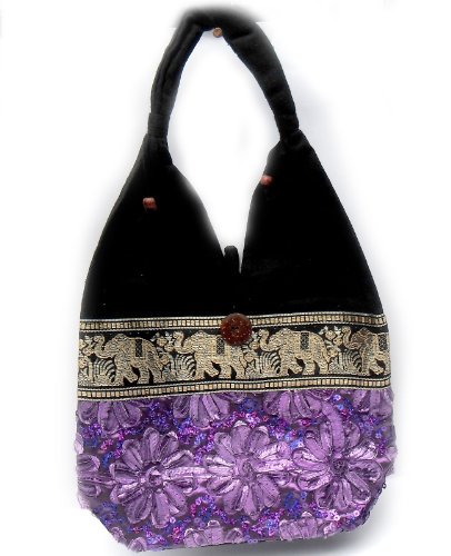 THAI HANDBAG FLOWER HIPPIE GYPSY SILK COTTON HOBO PURSES STYLE HANDMADE .Thailand Elephant Style