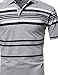Style by William Casual Striped Short Sleeves Three-Button Polo T-Shirt Heather Grey L