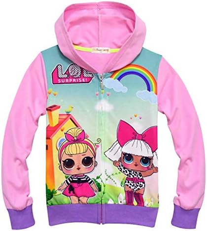 zaring Girls Zip Hoodie Sweatshirt Children Coat Cartoon Jacket Outwear Doll Surprise