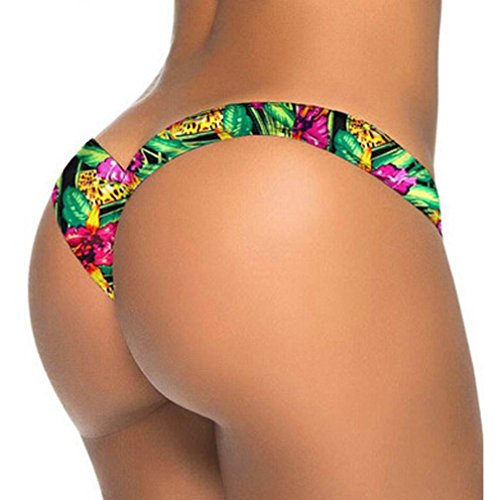 Boomboom Women Brazilian Bikini Bottom Thong Swimsuit Trunks Briefs (XL, D)