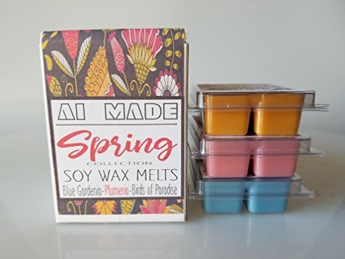 Wax Warmer Melts Soy Candle Tarts Scented Cubes 3 Pack Plumeria, Blue Gardenia, Birds of Paradise