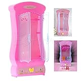Stebcece Plastic Furniture Wardrobe DollHouse Accessories Wardrobe Pink For Barbie Doll